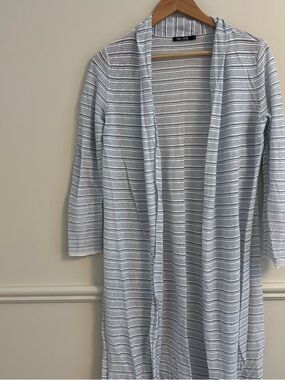 NIC+ZOE Pale Blue & White Striped Cardigan